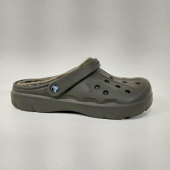 CROCS Other - Crocs Mens 10 Womens 12 Clogs Brown Faux Fur Lined Casual Comfort Slip On Shoes